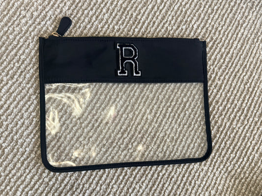 Clear black pouch ‘R’ black non glitter
