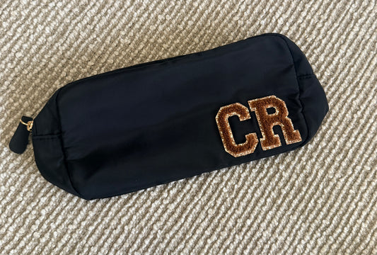 Medium black pouch ‘CR’ brown