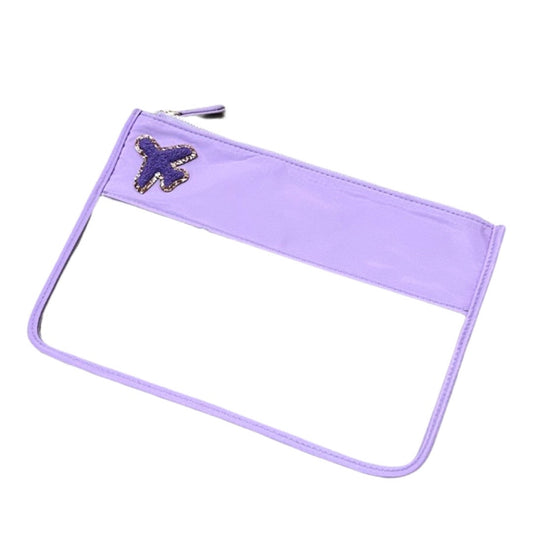 *READY TO SEND* lilac clear pouch with purple aeroplane