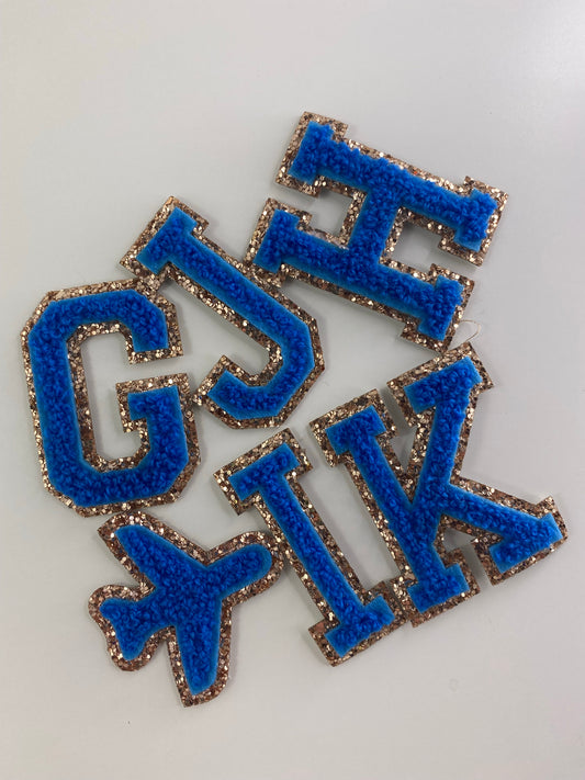 ROYAL BLUE - Gold Glitter Patches