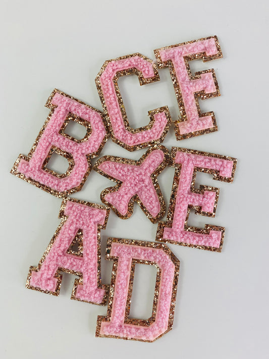 BABY PINK - Gold Glitter Patches