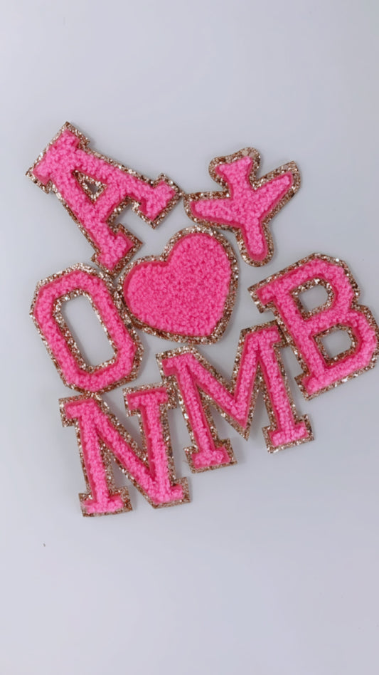 HOT PINK - Gold Glitter Patches