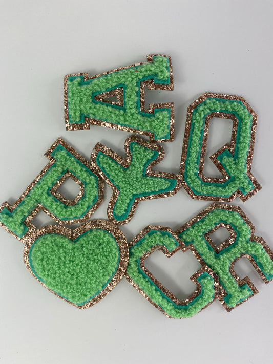 GREEN - Gold Glitter Patches
