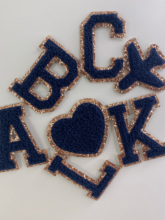 NAVY - Gold Glitter Patches
