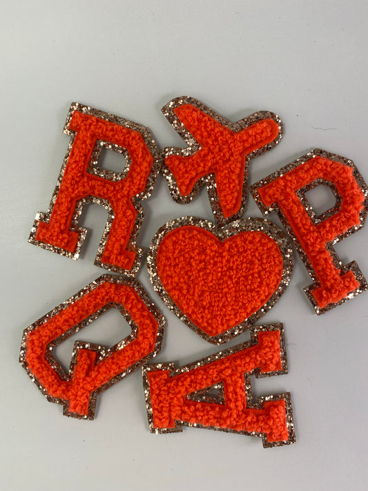 ORANGE - Gold Glitter Patches