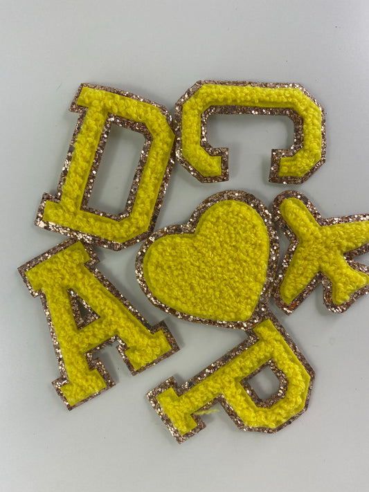 BRIGHT YELLOW - Gold Glitter Patches