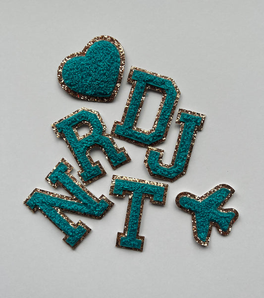 TEAL - Gold Glitter Patches